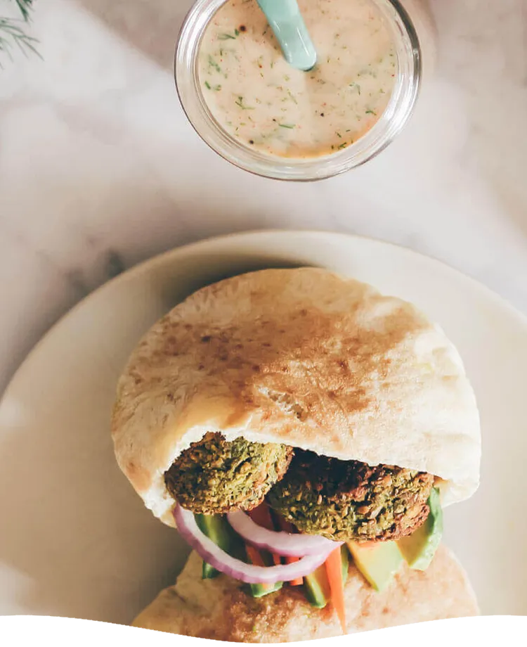 Falafel Pitas with Smoky Lemon Yogurt Sauce